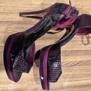 White House Black Market Purple Snakeskin Heels